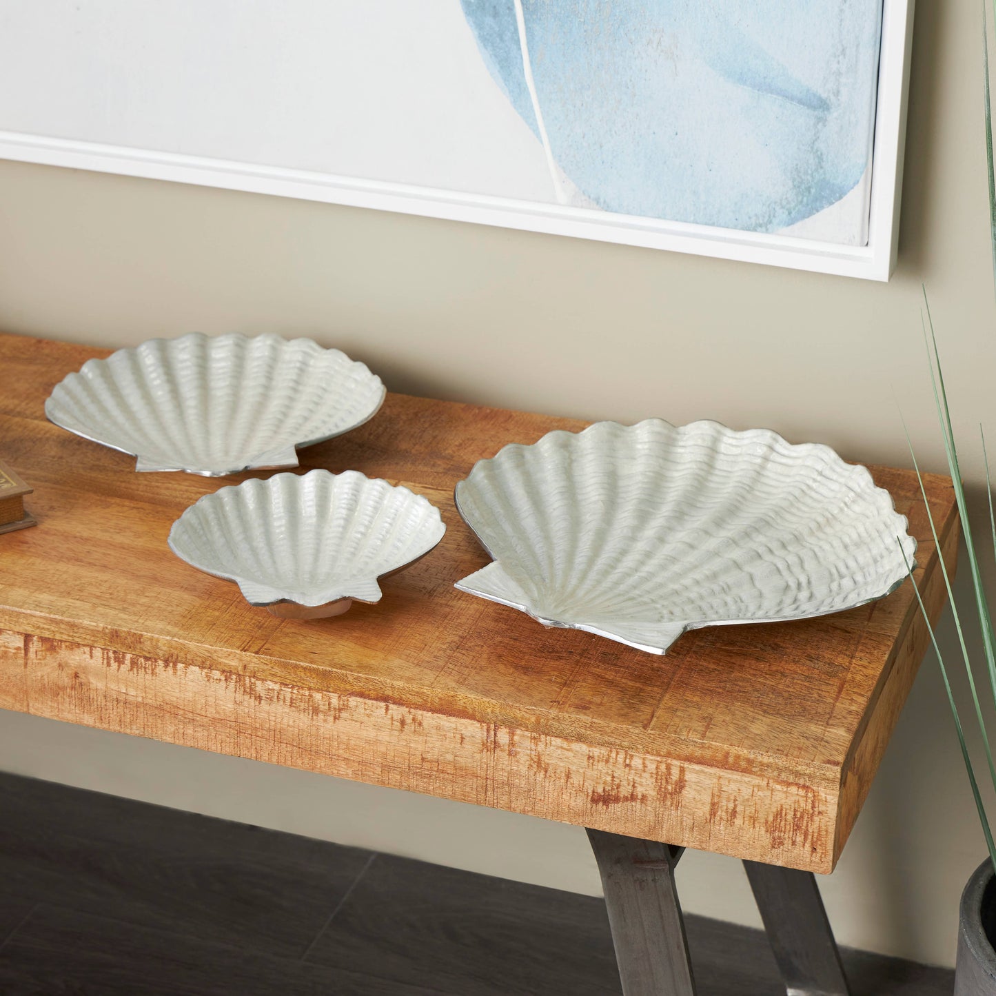 Coastal White Aluminum Metal Decorative Bowl Set
