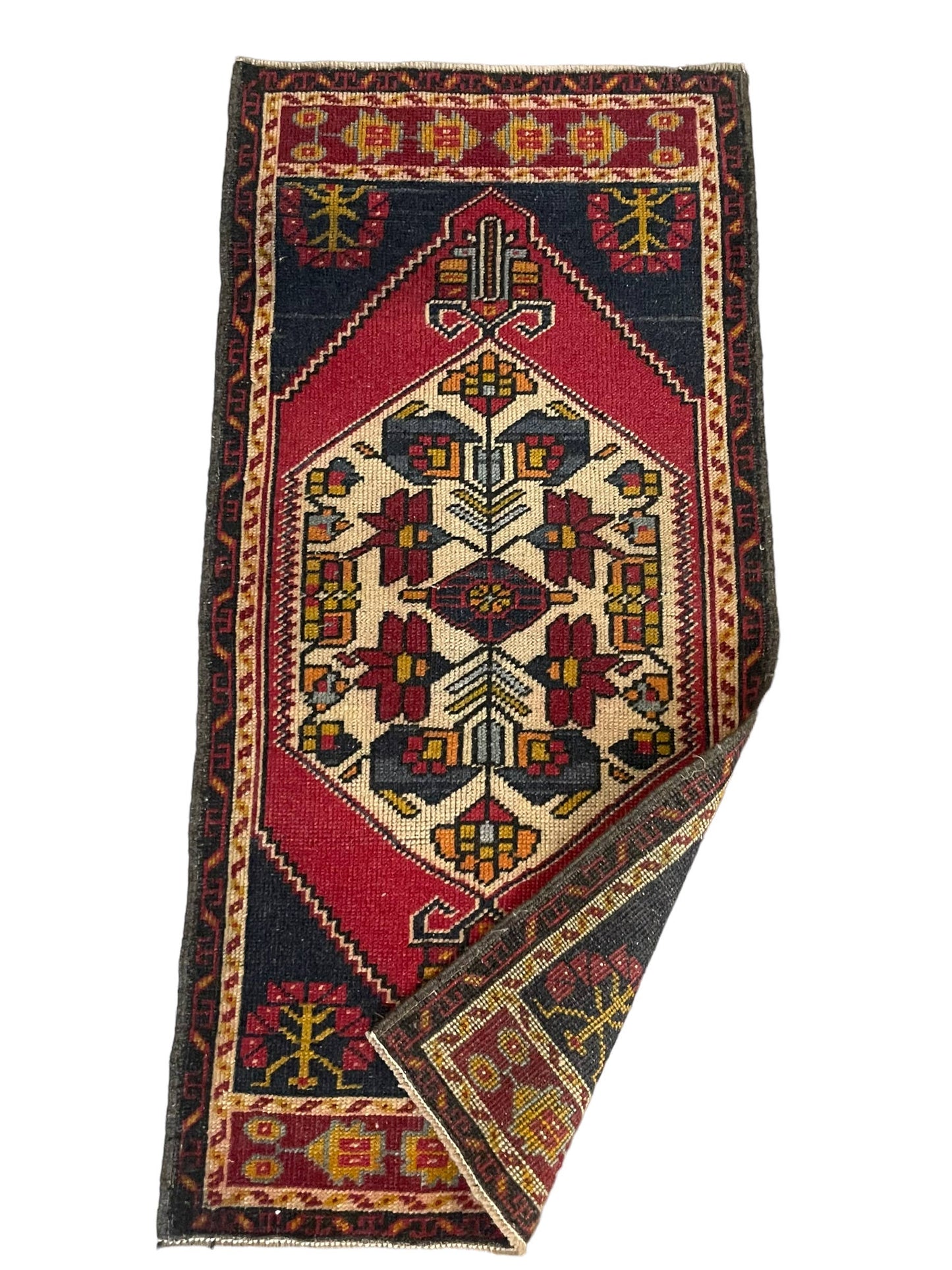 Vintage Turkish Rug Doormat | 1.9 x 3.7