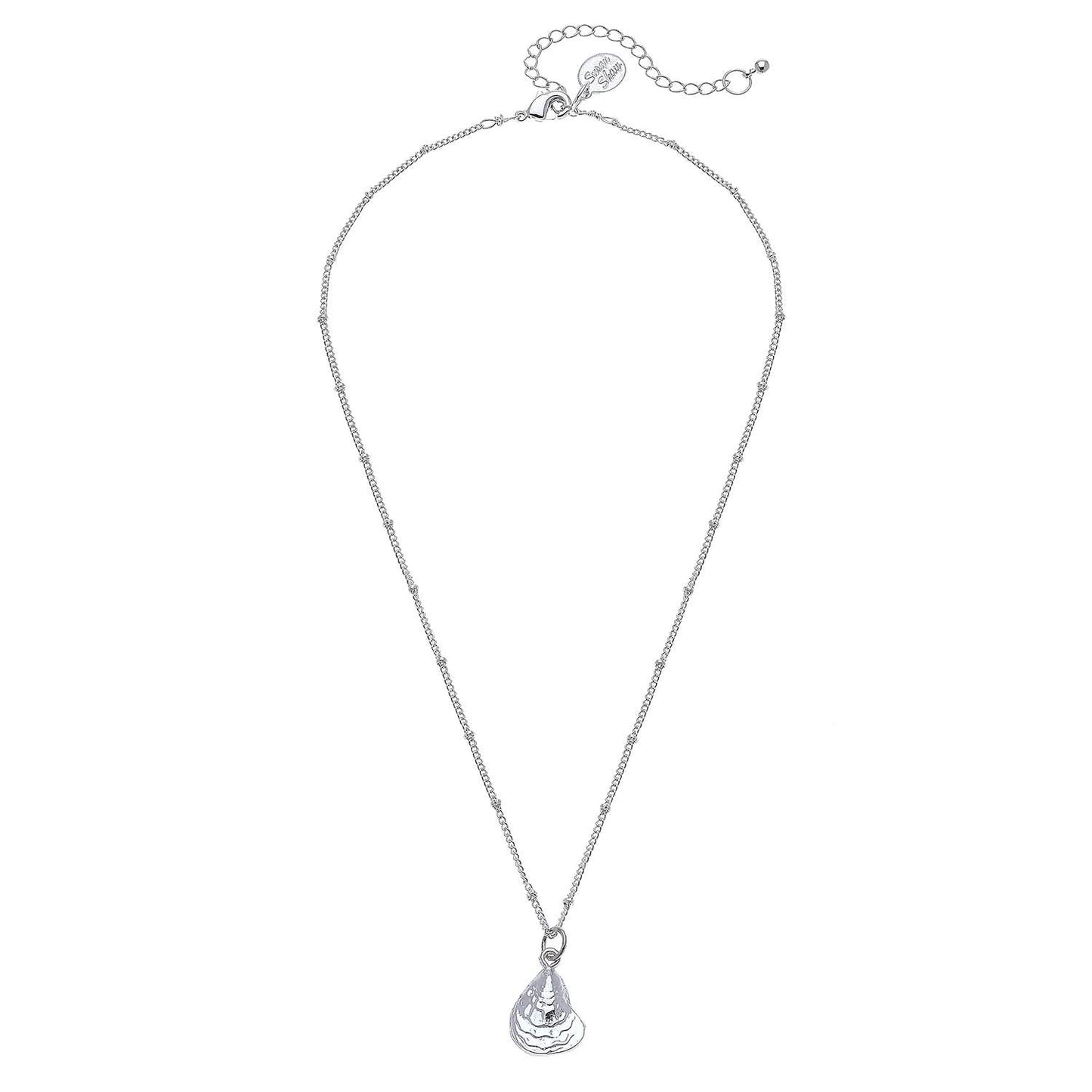 Dainty Silver Oyster Necklace