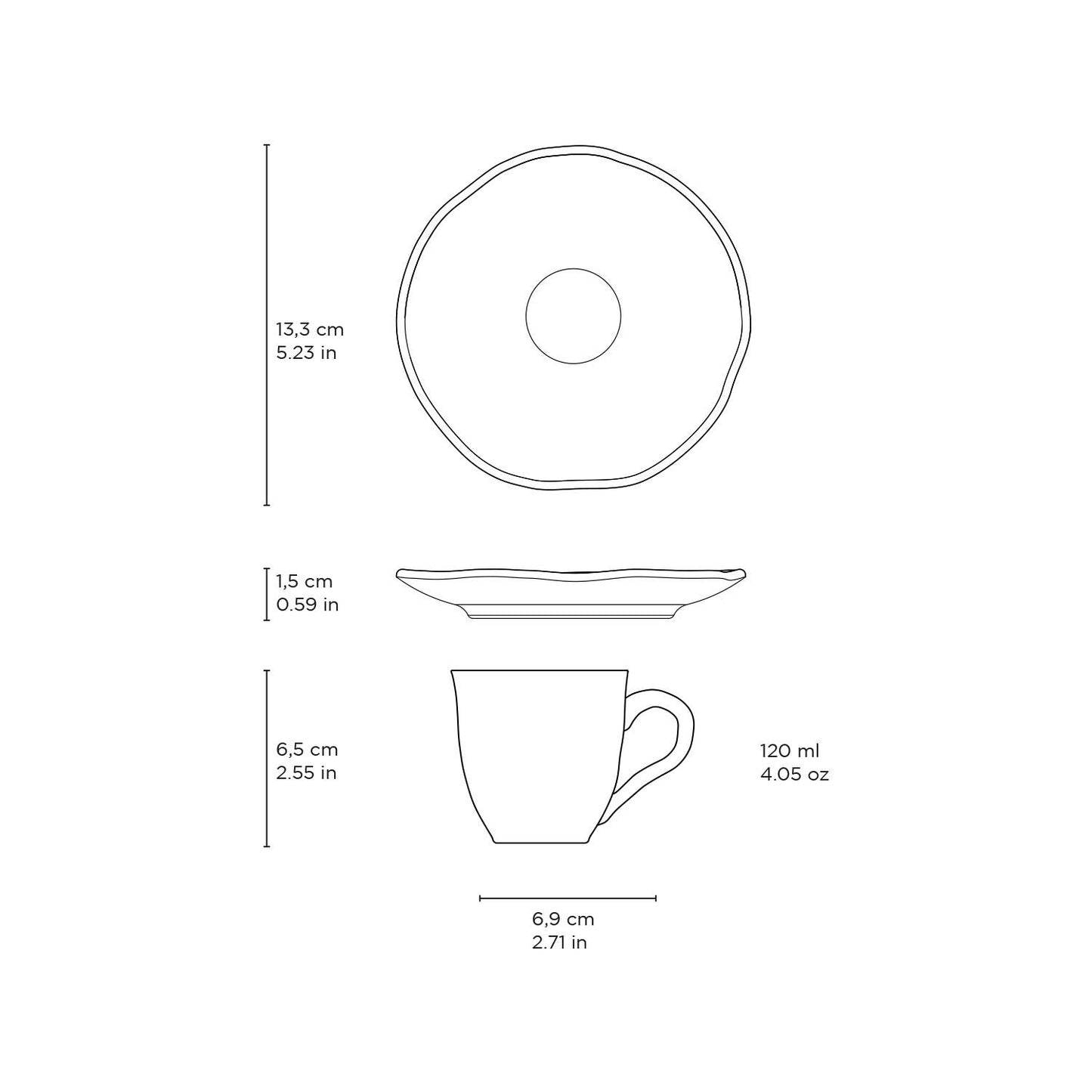 Organic Expresso coffee cup and Saucer