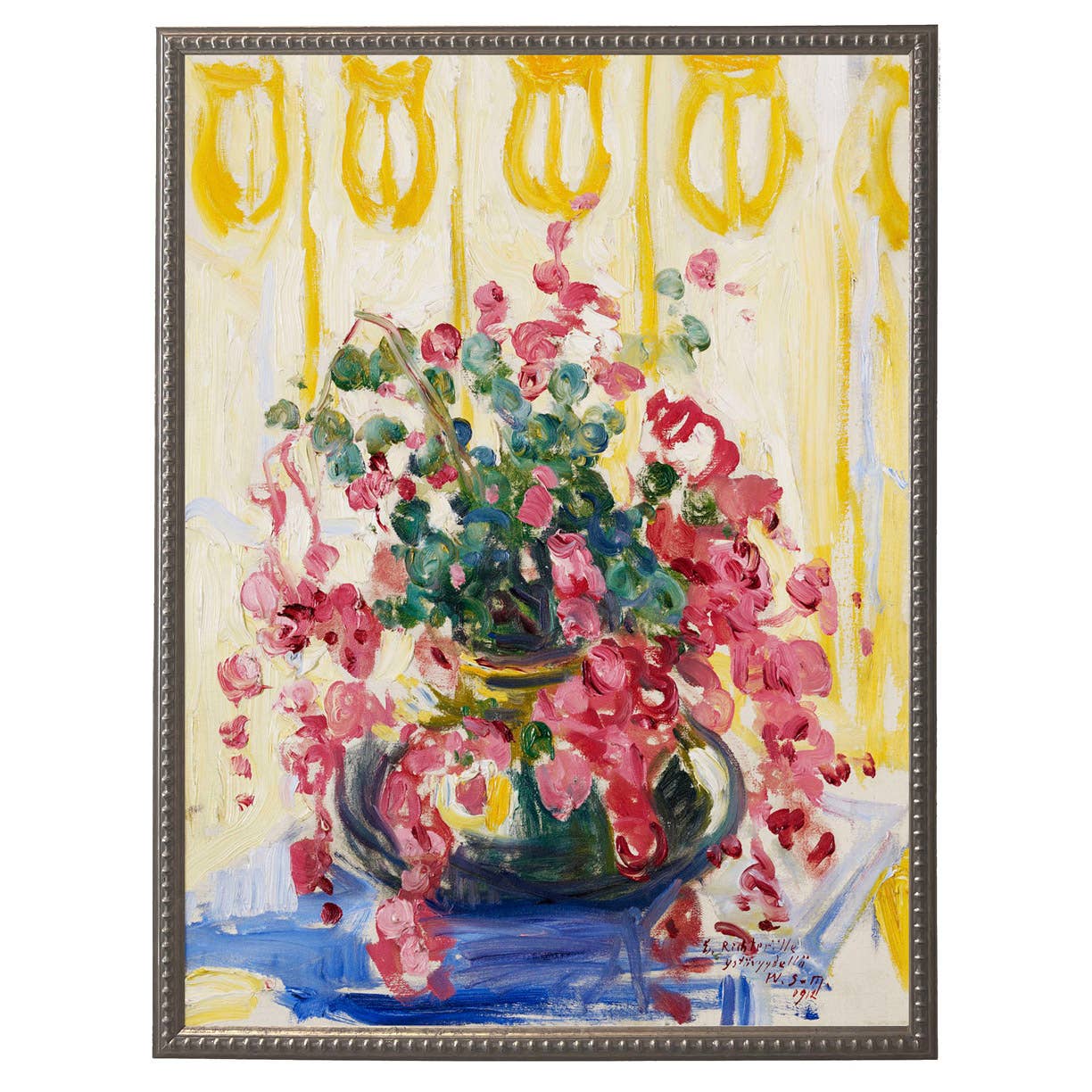 Framed Vintage Floral Oil Painting Print