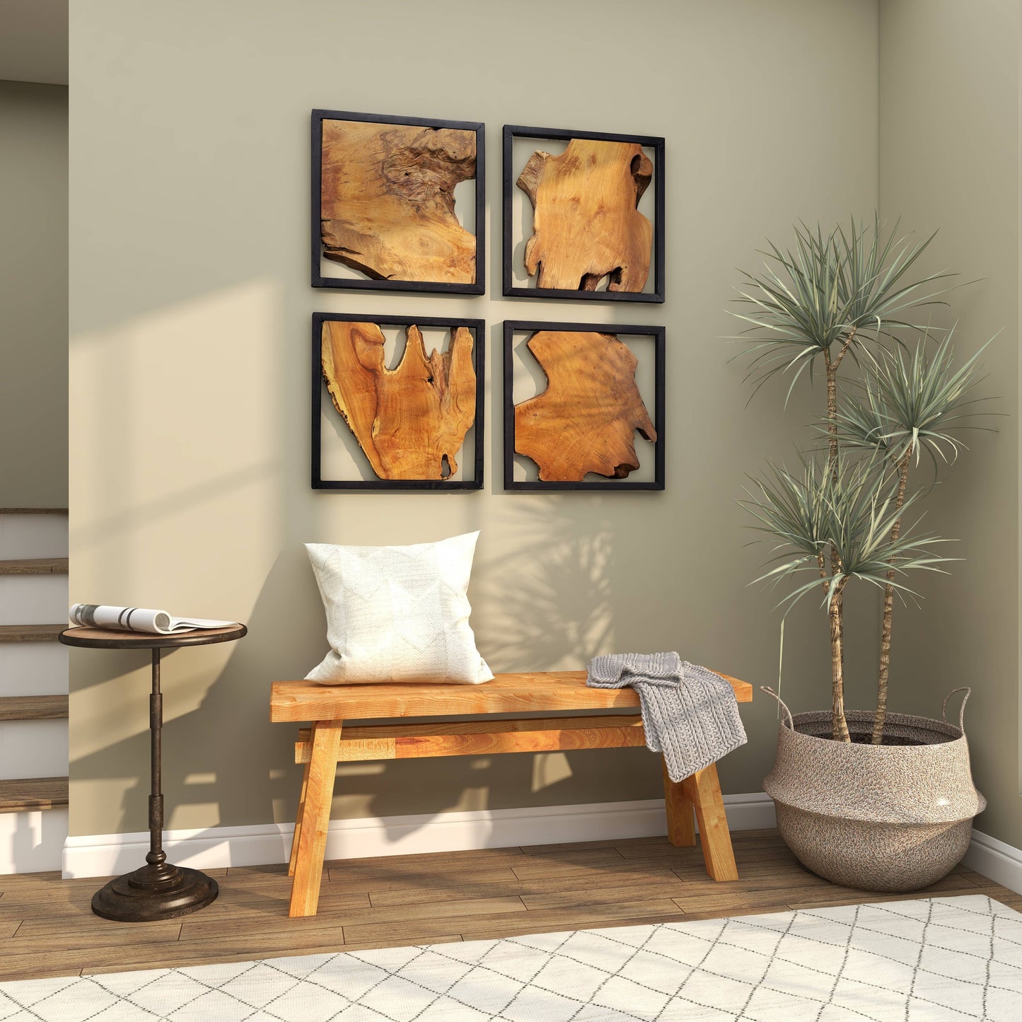 Rustic Brown Reclaimed Wood Bench