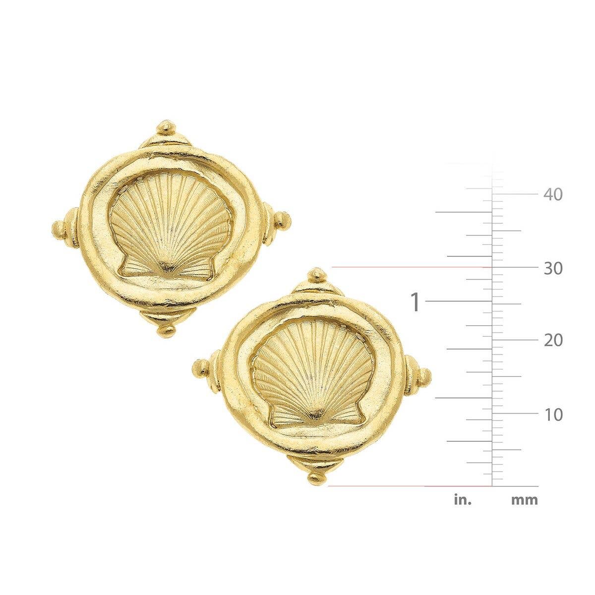 Gold Sea Shell Clip Earrings