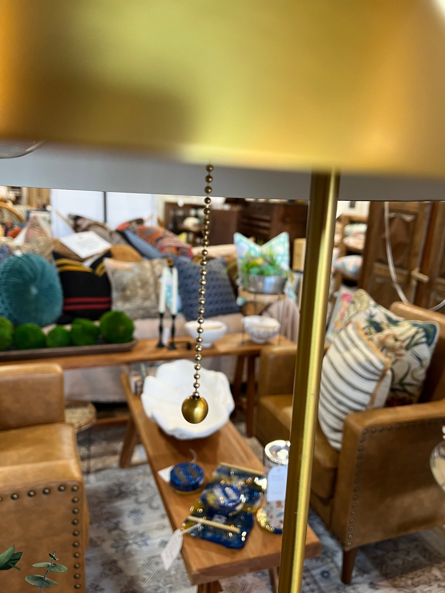 Gold and Rattan Floor Lamp