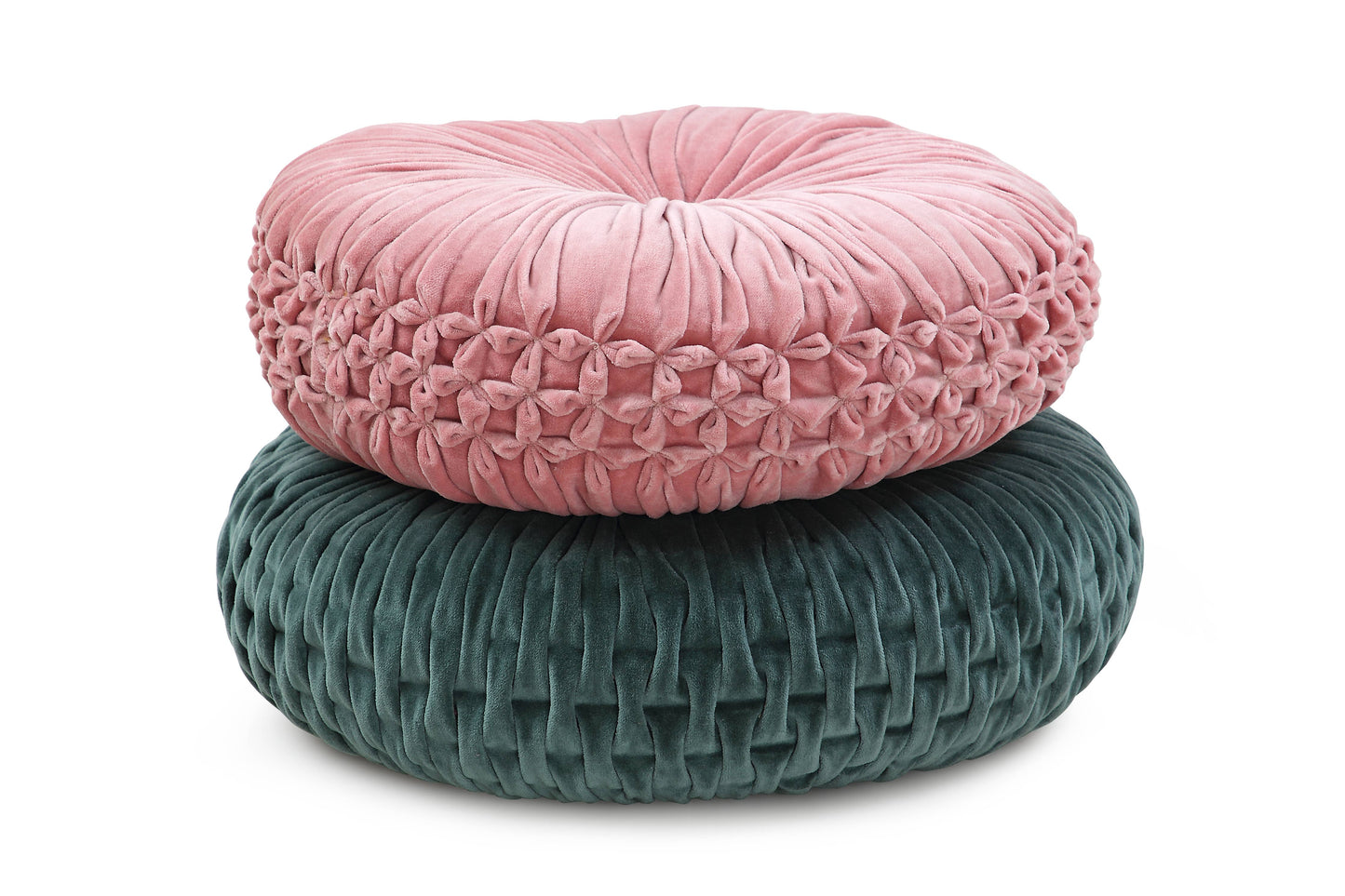 Velvet Round Handmade Pillow - Evergreen - 16 Inch