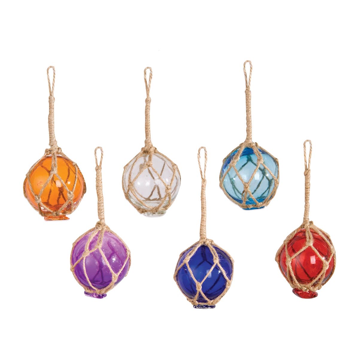 Christmas Fishing Float Glass Ornament Set 6