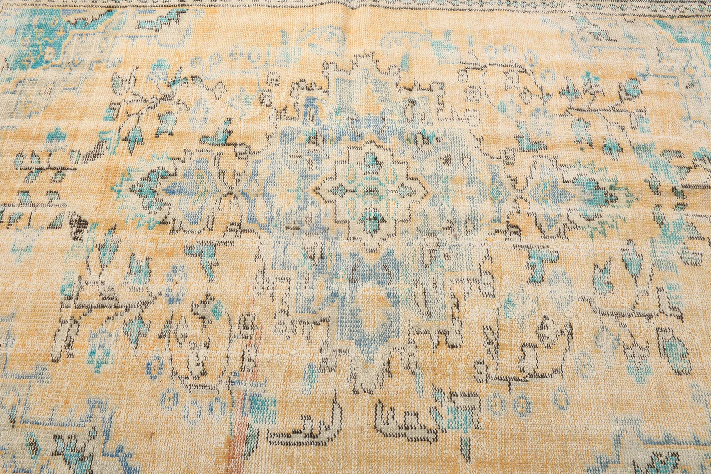 Vintage Turkish Rug, Pastel Tones, Handwoven Art