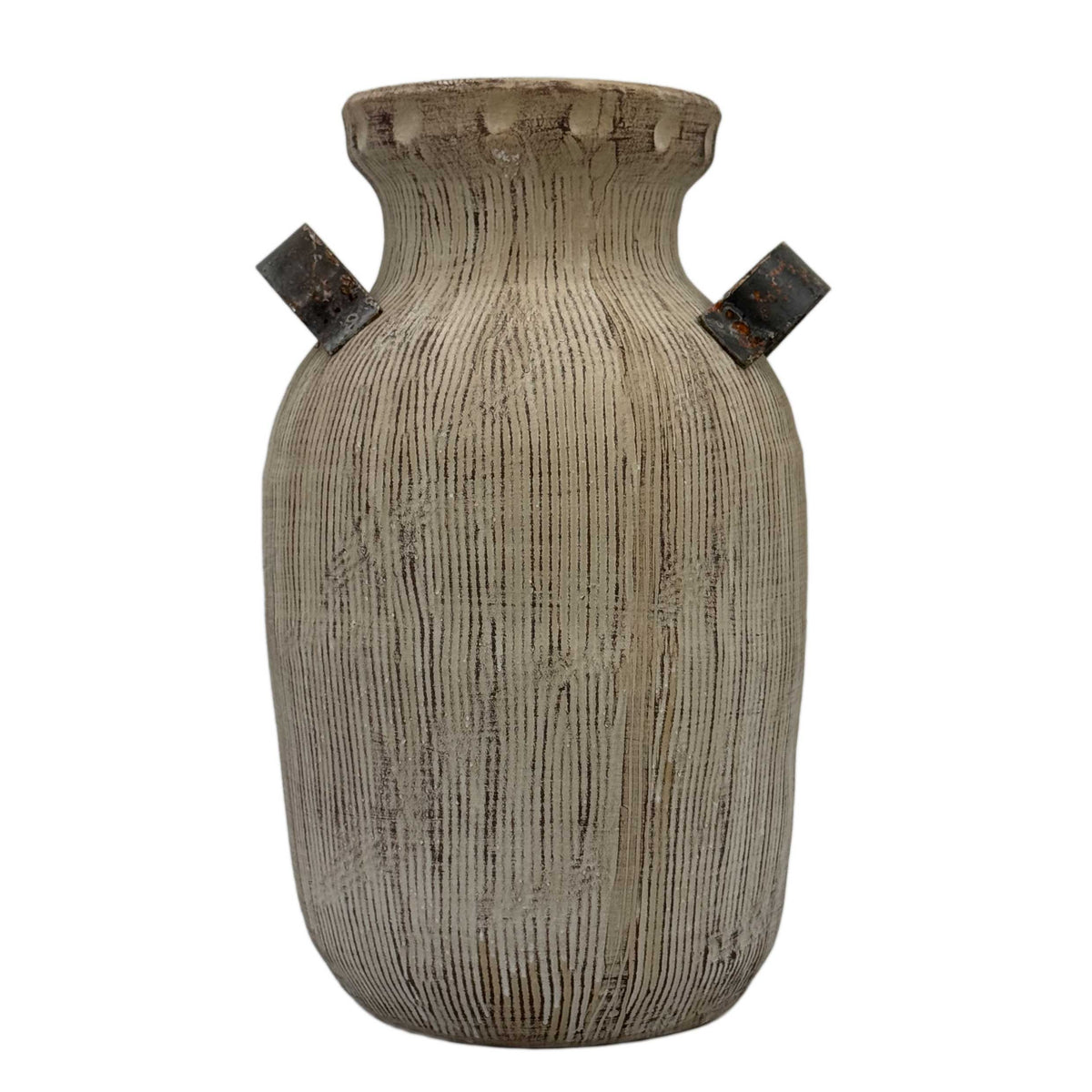 Ceramic Vase with Metal Handles
