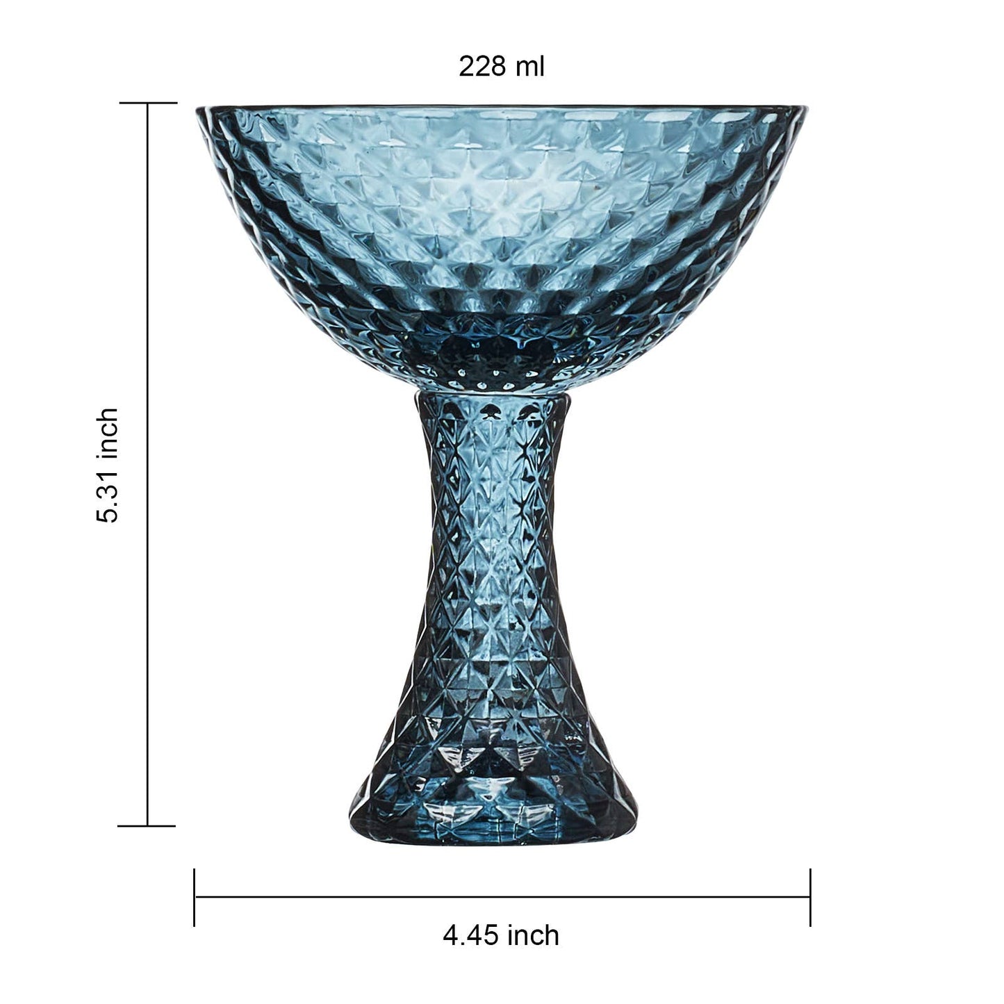 Vintage Textured Coupe & Martini Glasses | 7.7 OZ, Set of 4