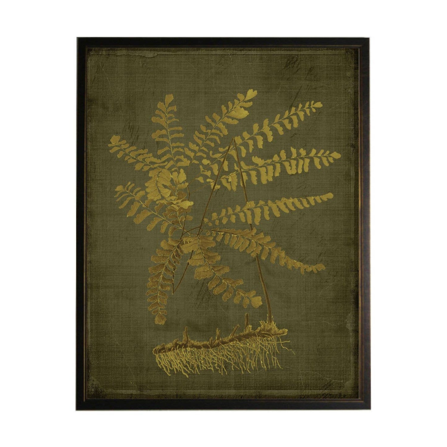 Golden Fern E on Distressed Green Background