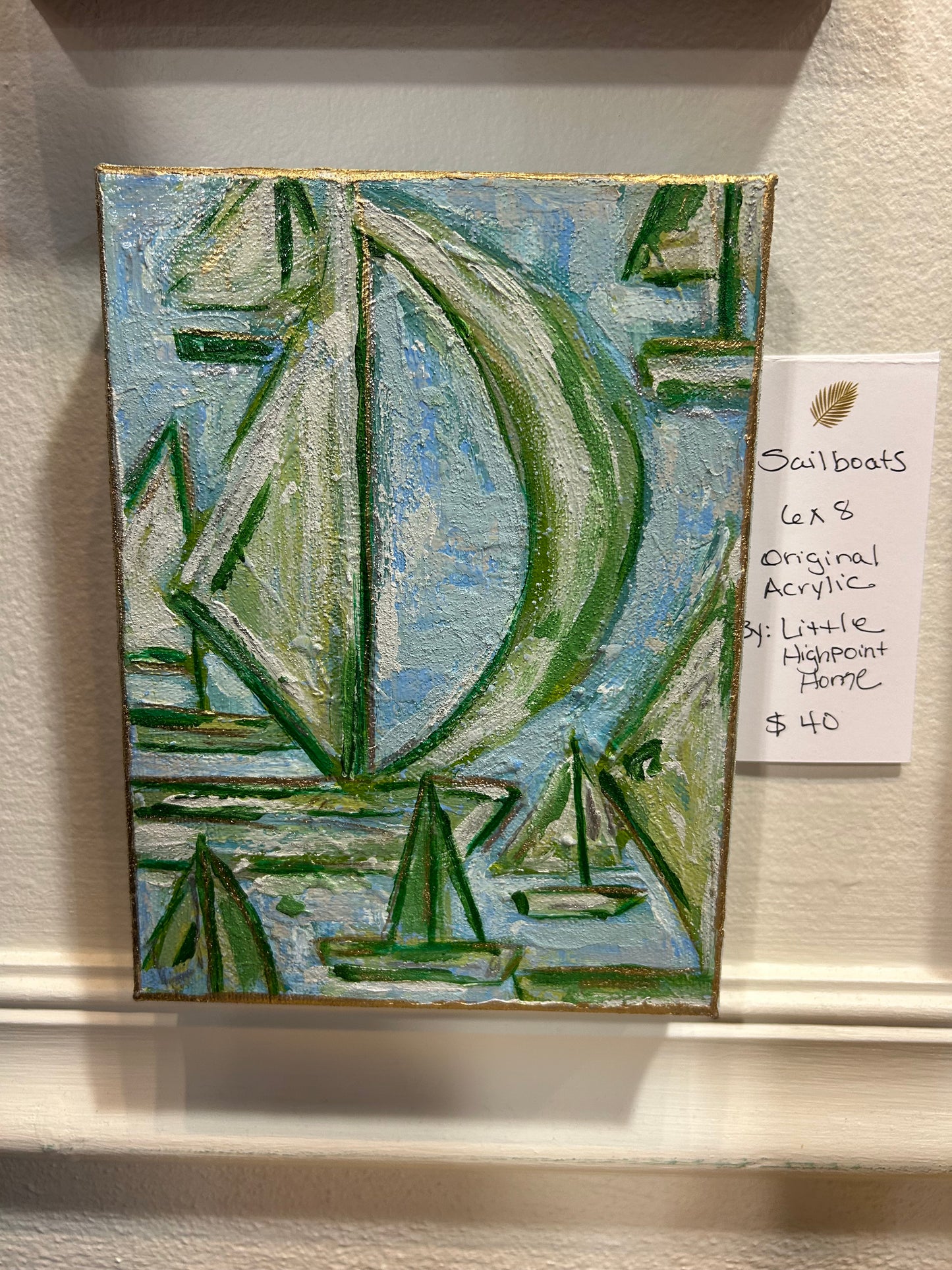 Acrylic Painting on a Canvas Block- "Sailboats"
