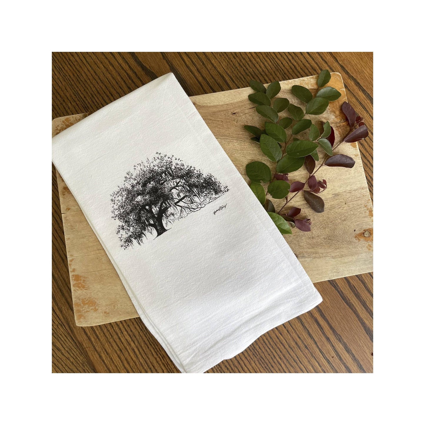 Ophelia Oak Tree Cotton Flour Sack Kitchen Towel