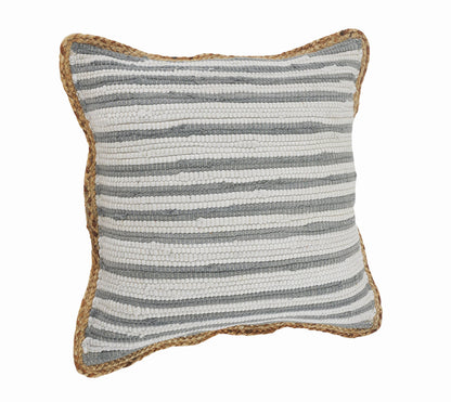 Riley Gray Striped Cotton Blend Throw Pillow
