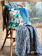 Chunky Woven Navy/Aqua Throw