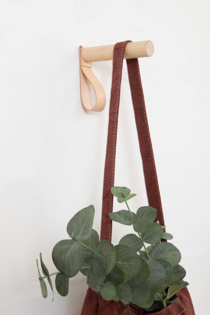 Leather & Wood Wall Hook Loops