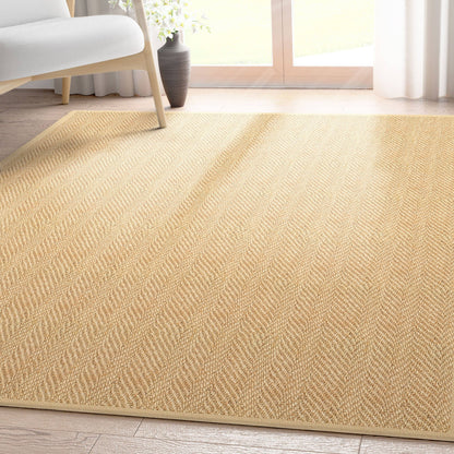 Well-Jute Boerboel Geometric Herringbone Beige Flatweave Rug - 2 Sizes