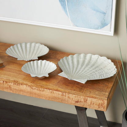 Coastal White Aluminum Metal Decorative Bowl Set