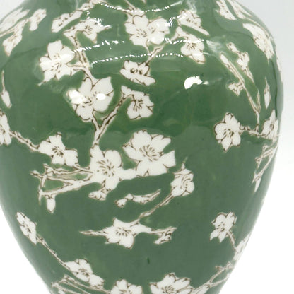 Green Sakura Chinoiserie Ceramic Vase