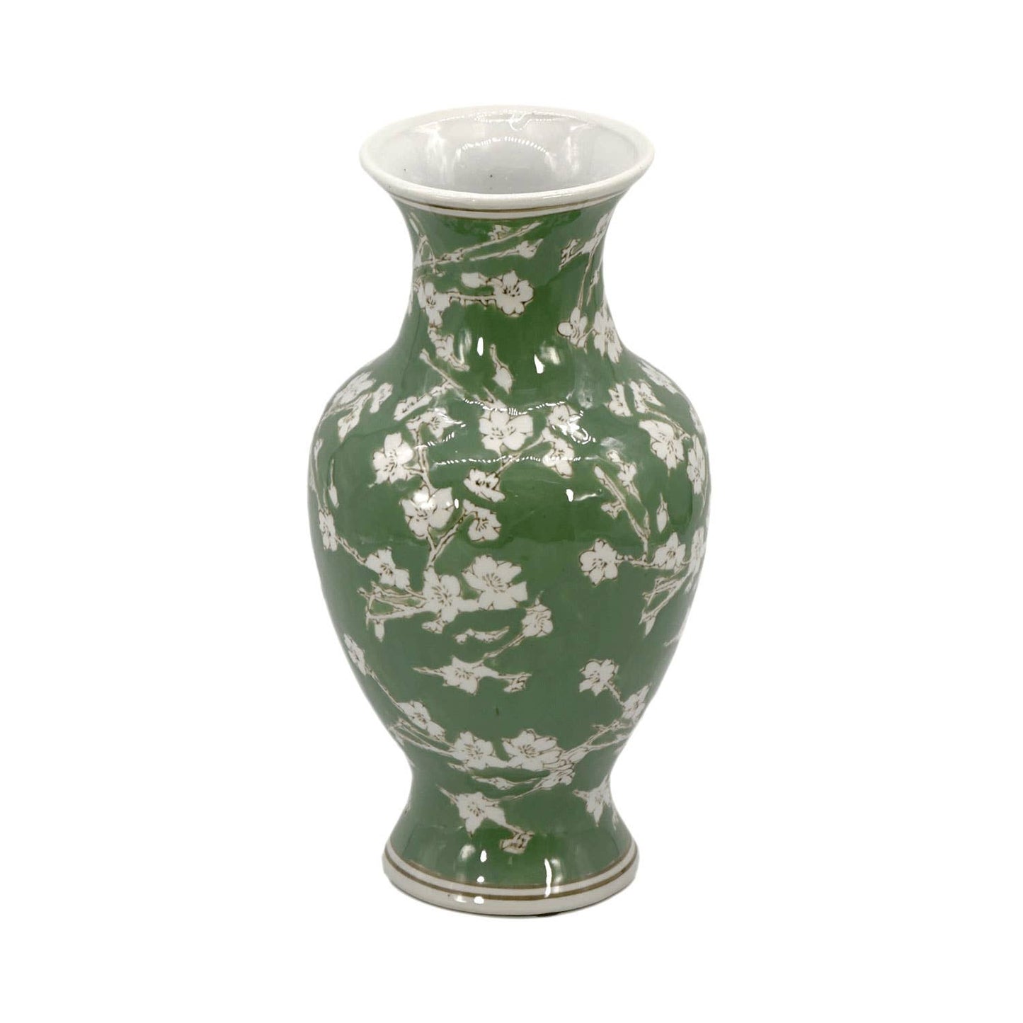 Green Sakura Chinoiserie Ceramic Vase