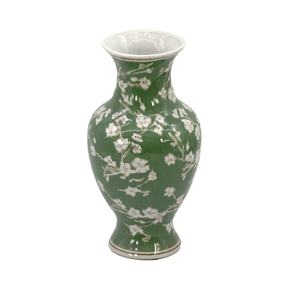 Green Sakura Chinoiserie Ceramic Vase