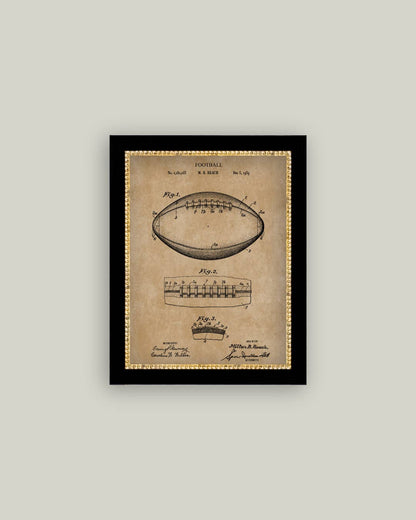 Vintage Football Map Framed Antique Art