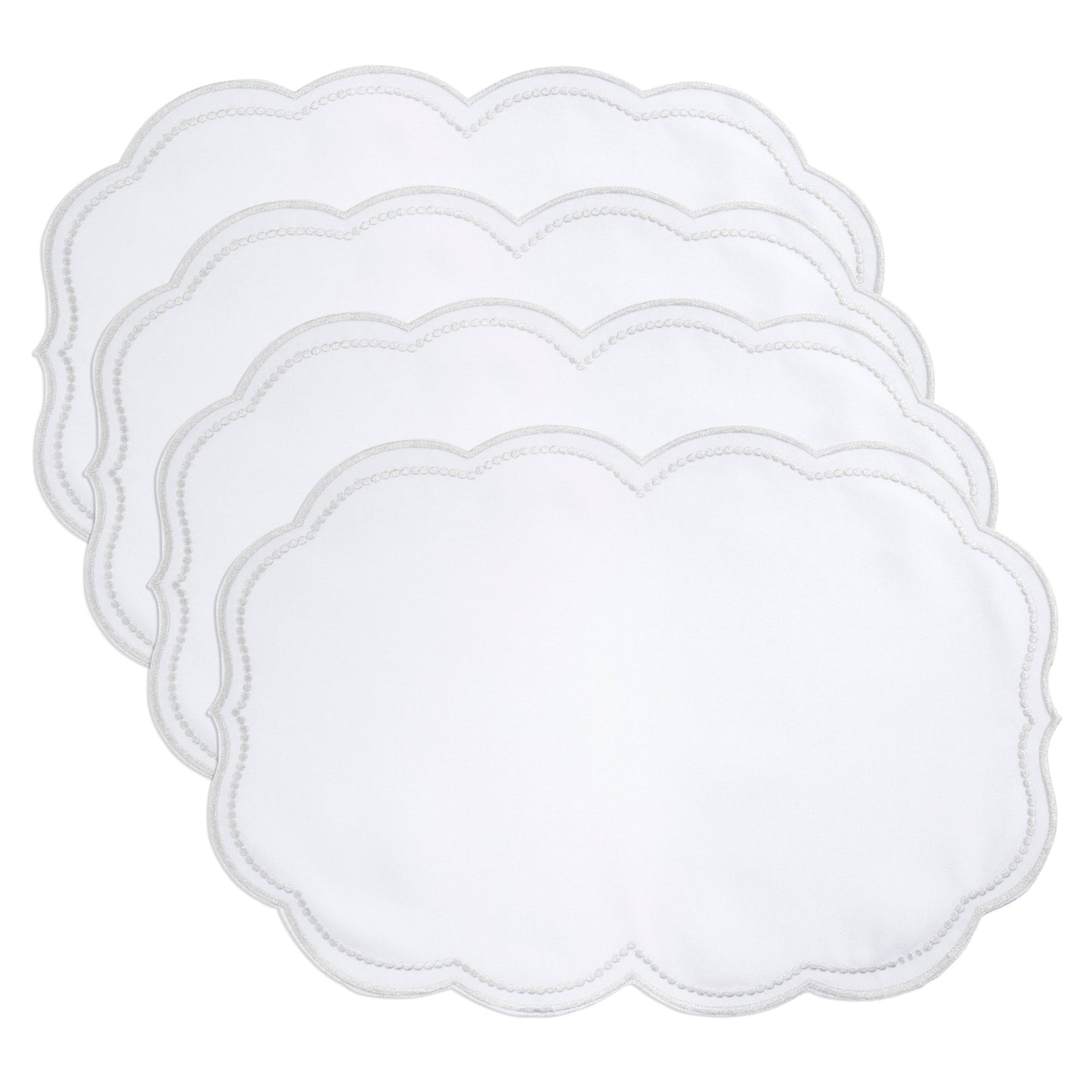 Embroidered Polka Dot Placemat w/ Scallop Edge