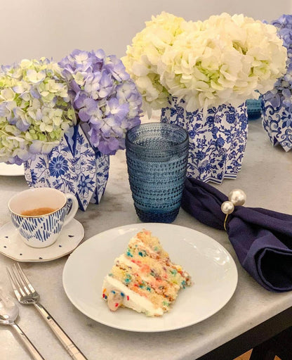 Blue Chinoiserie Paper Vase Wraps