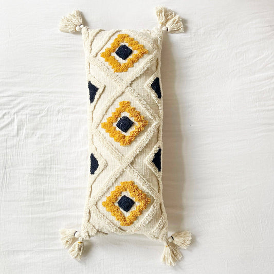 Amalfi Coast - Diamond Tufted Cotton Slub Rectangle Pillow