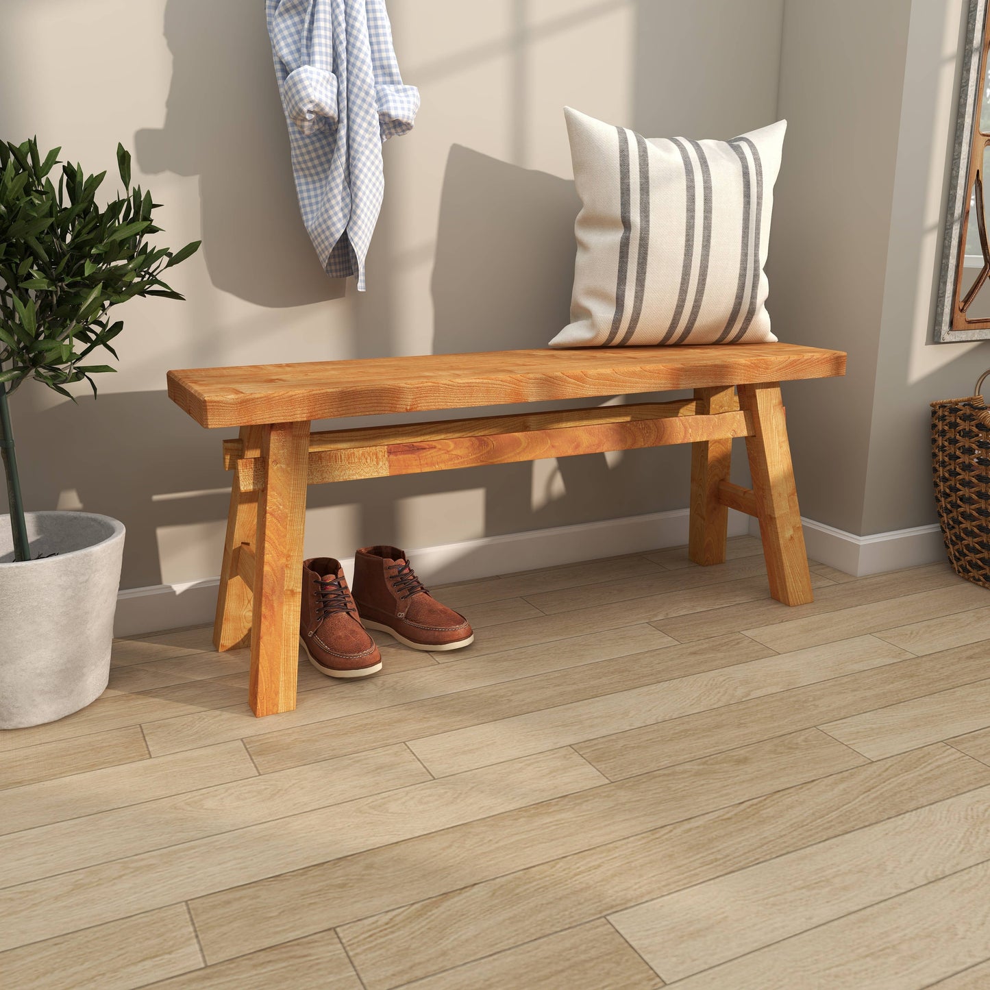 Rustic Brown Reclaimed Wood Bench