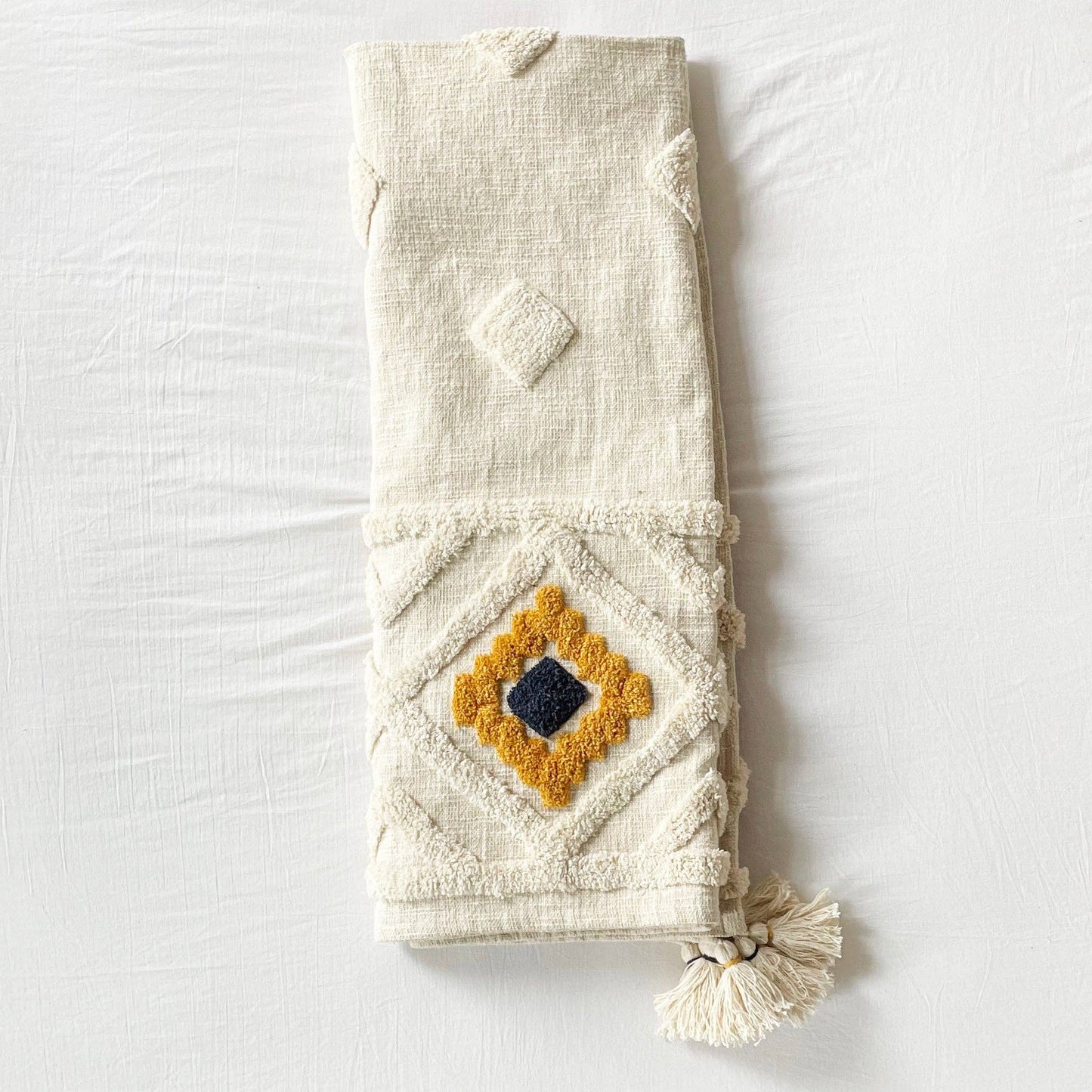 Amalfi Coast - Diamond Tufted Cotton Slub Throw/Blanket