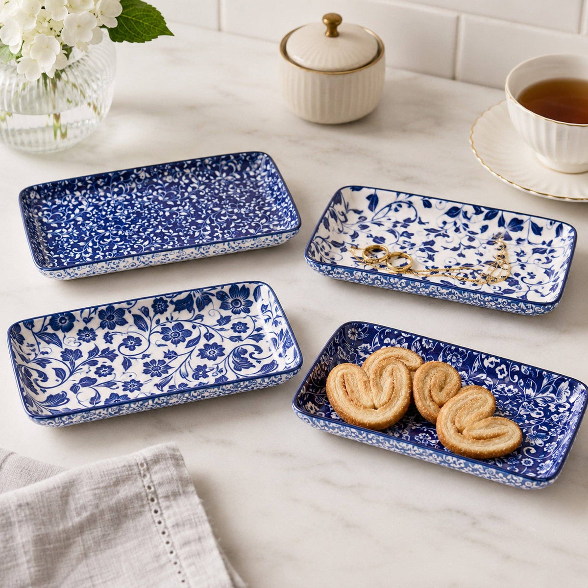 Blue & White Trays