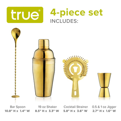 Stainless Steel Barware Set - Set of 4 - ASSORTED COLORS