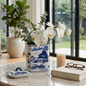 Decorative Jar - Blue Ceramic Rectangular Lidded, 9 in.