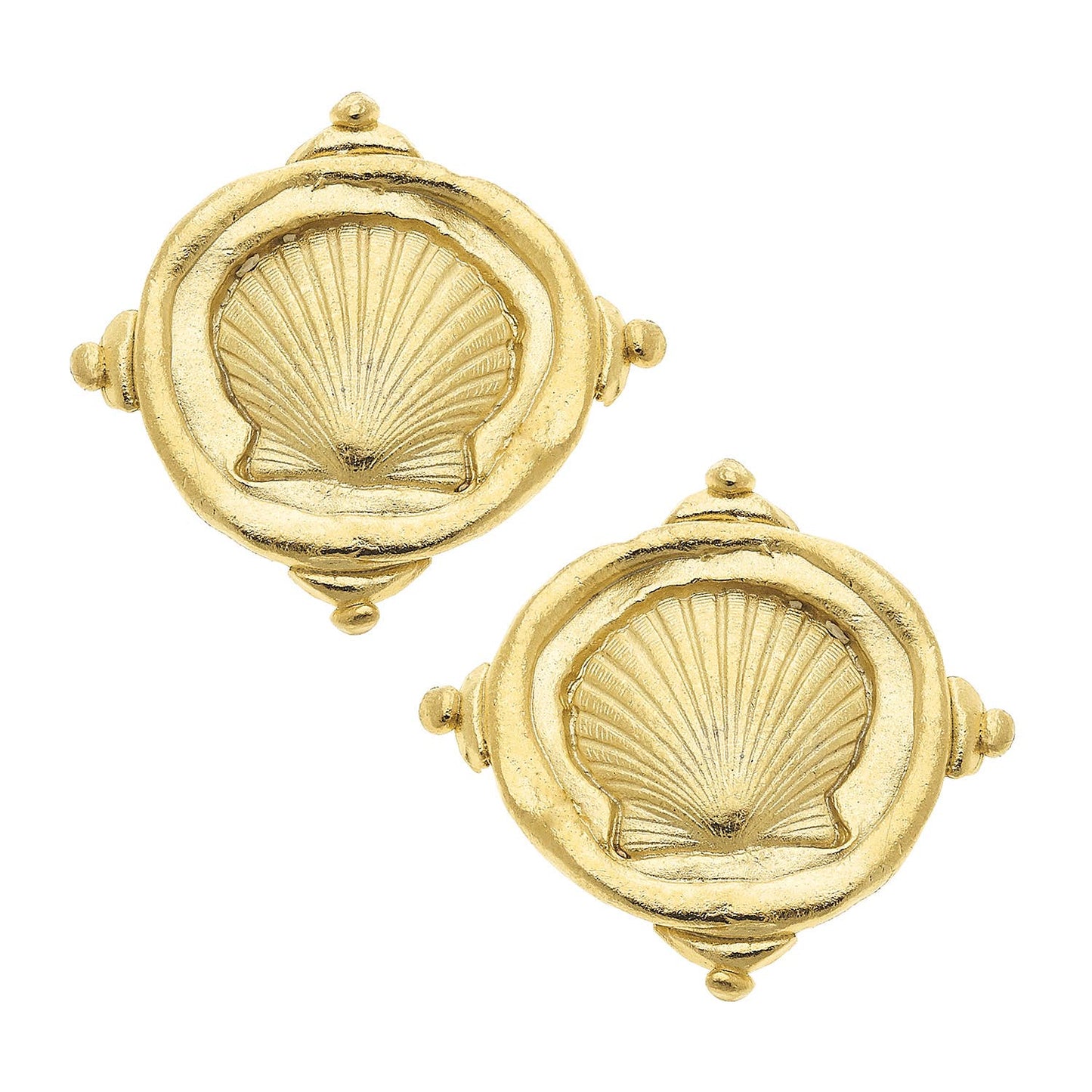 Gold Sea Shell Clip Earrings