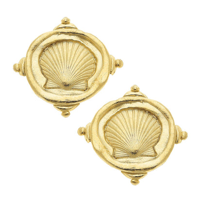 Gold Sea Shell Clip Earrings
