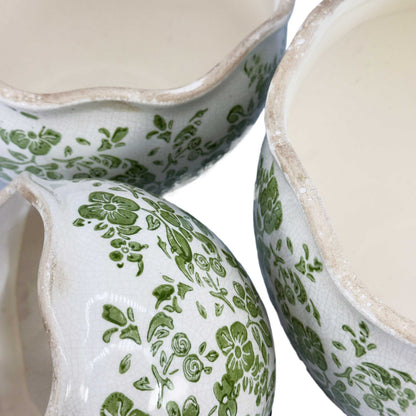 Set of 3 Rustic Vintage Ceramic Planter Pots