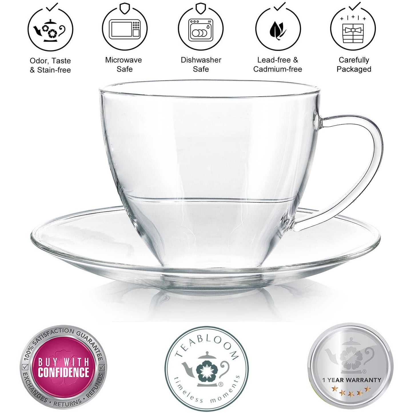Teabloom Royal Teacup and Saucer Set of Two - 12 OZ