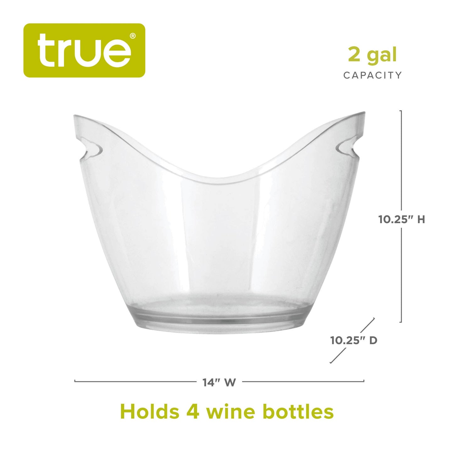 Chill 2-Gallon Clear Acrylic Ice Bucket w/Handle Cut-Outs