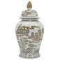 Brown & White Chinoiserie Ginger Jar