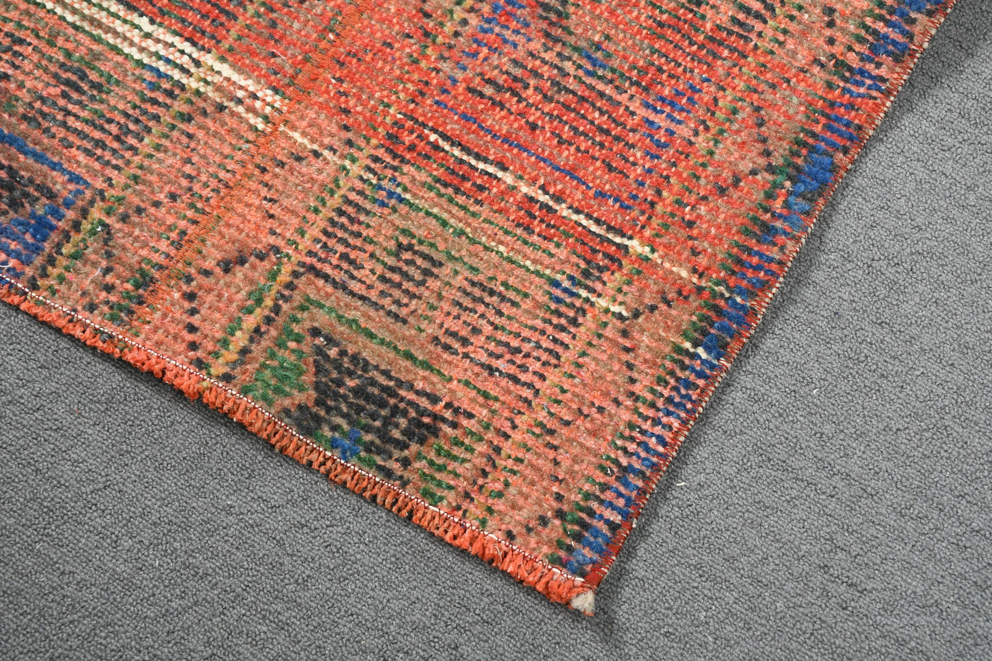 Vintage Turkish Runner, Red Bohemian Design