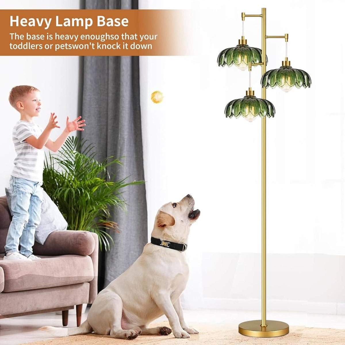 Floor Lamp - gold and green
