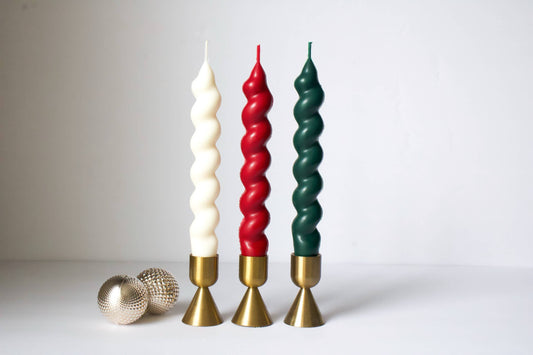 Swirl Taper Candle Set, 2pc Twisted Candlesticks, Home Decor