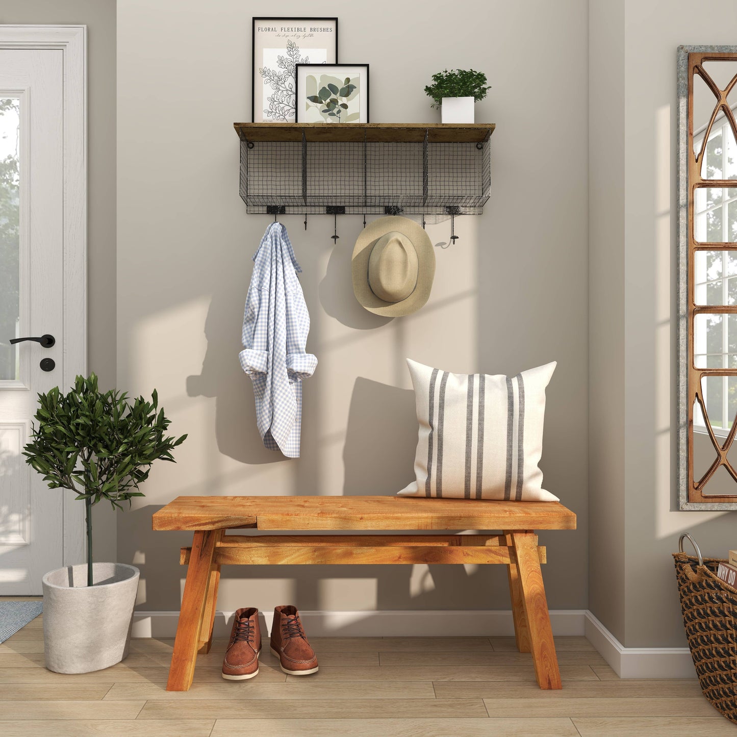 Rustic Brown Reclaimed Wood Bench