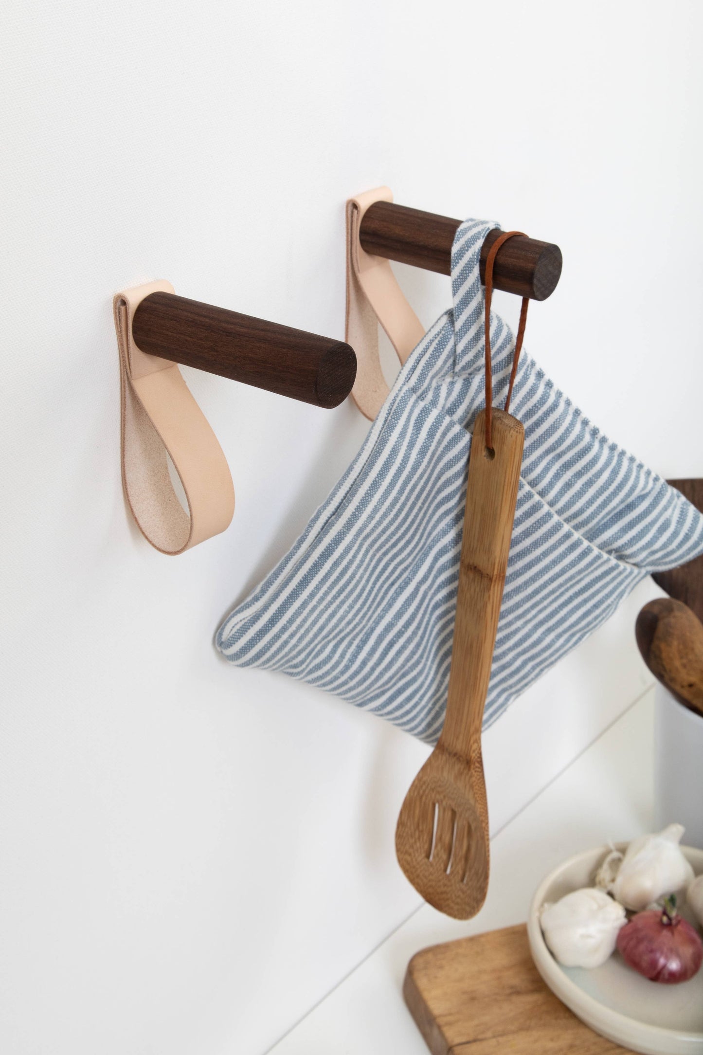 Leather & Wood Wall Hook Loops
