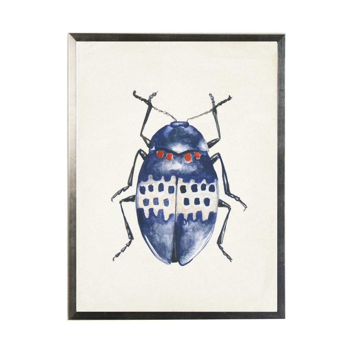Watercolor Blue And Red Bug