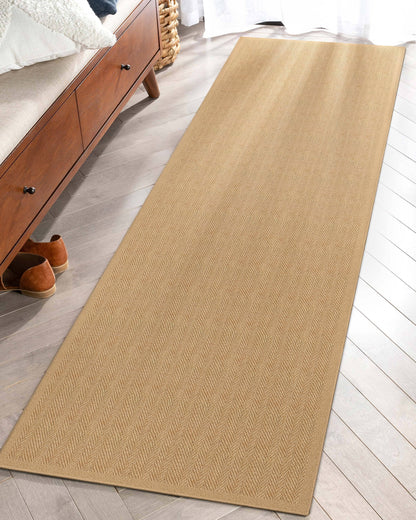 Well-Jute Boerboel Geometric Herringbone Beige Flatweave Rug - 2 Sizes