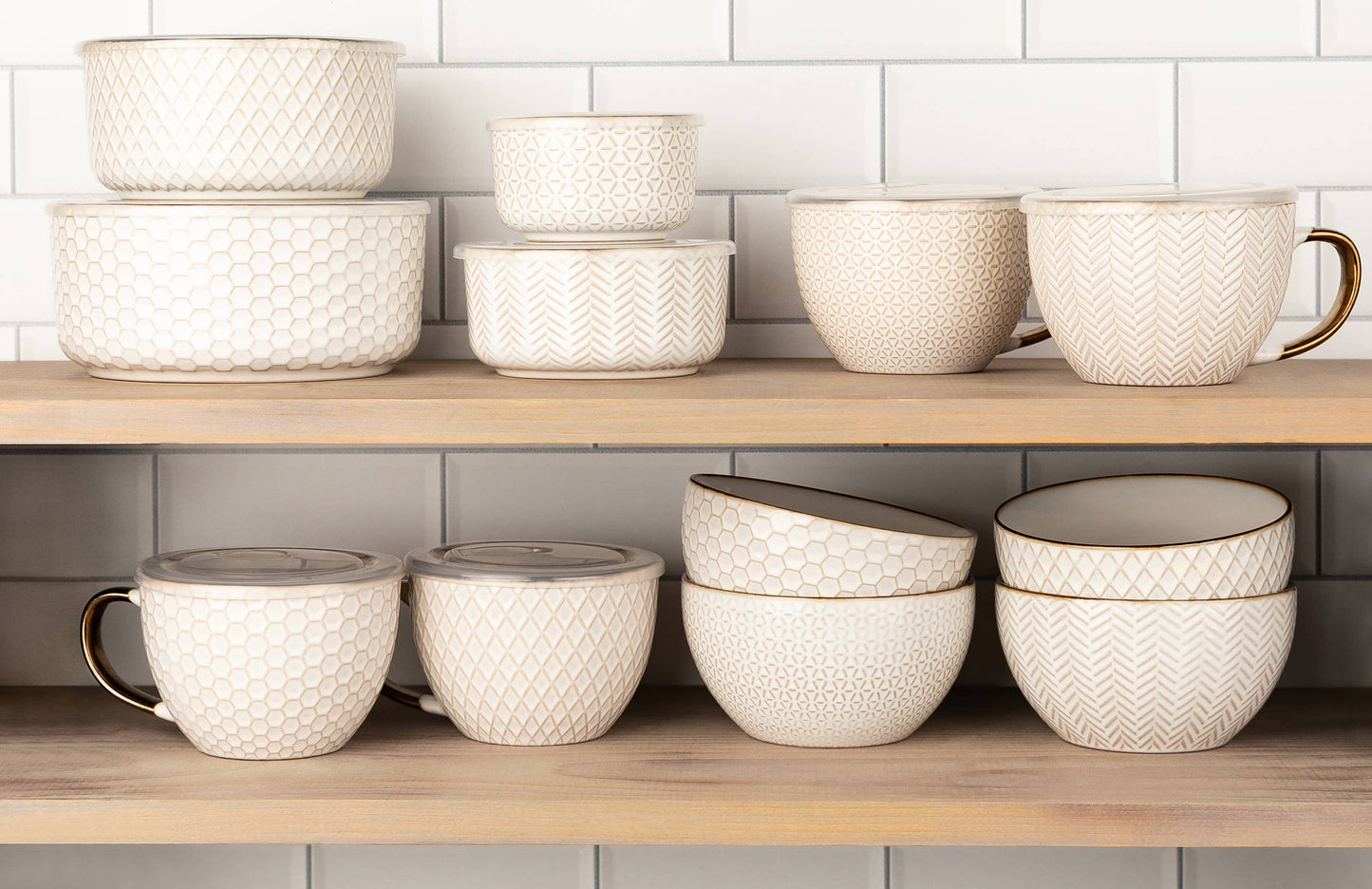 Kook Ceramic Nesting Bowls with Lids