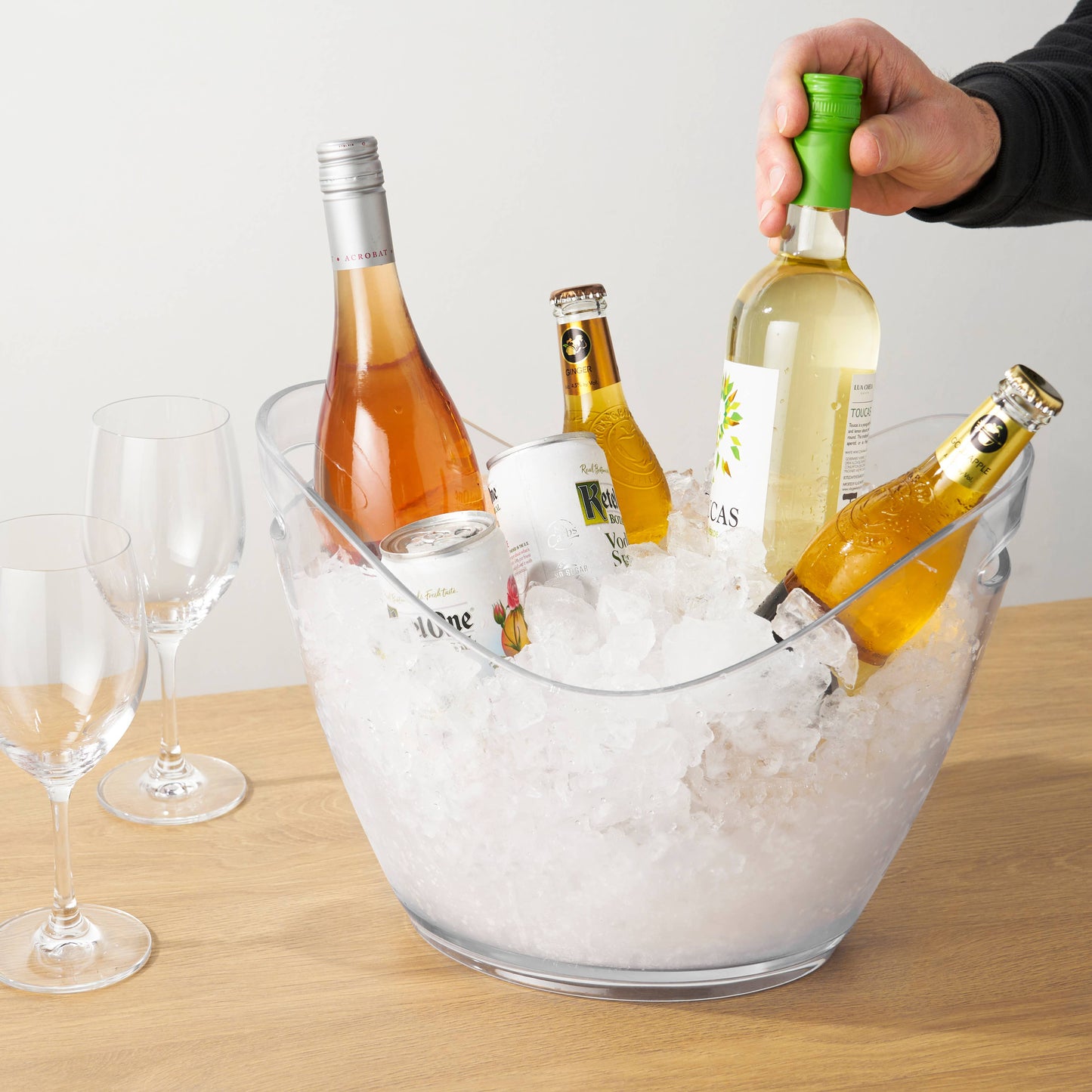 Chill 2-Gallon Clear Acrylic Ice Bucket w/Handle Cut-Outs