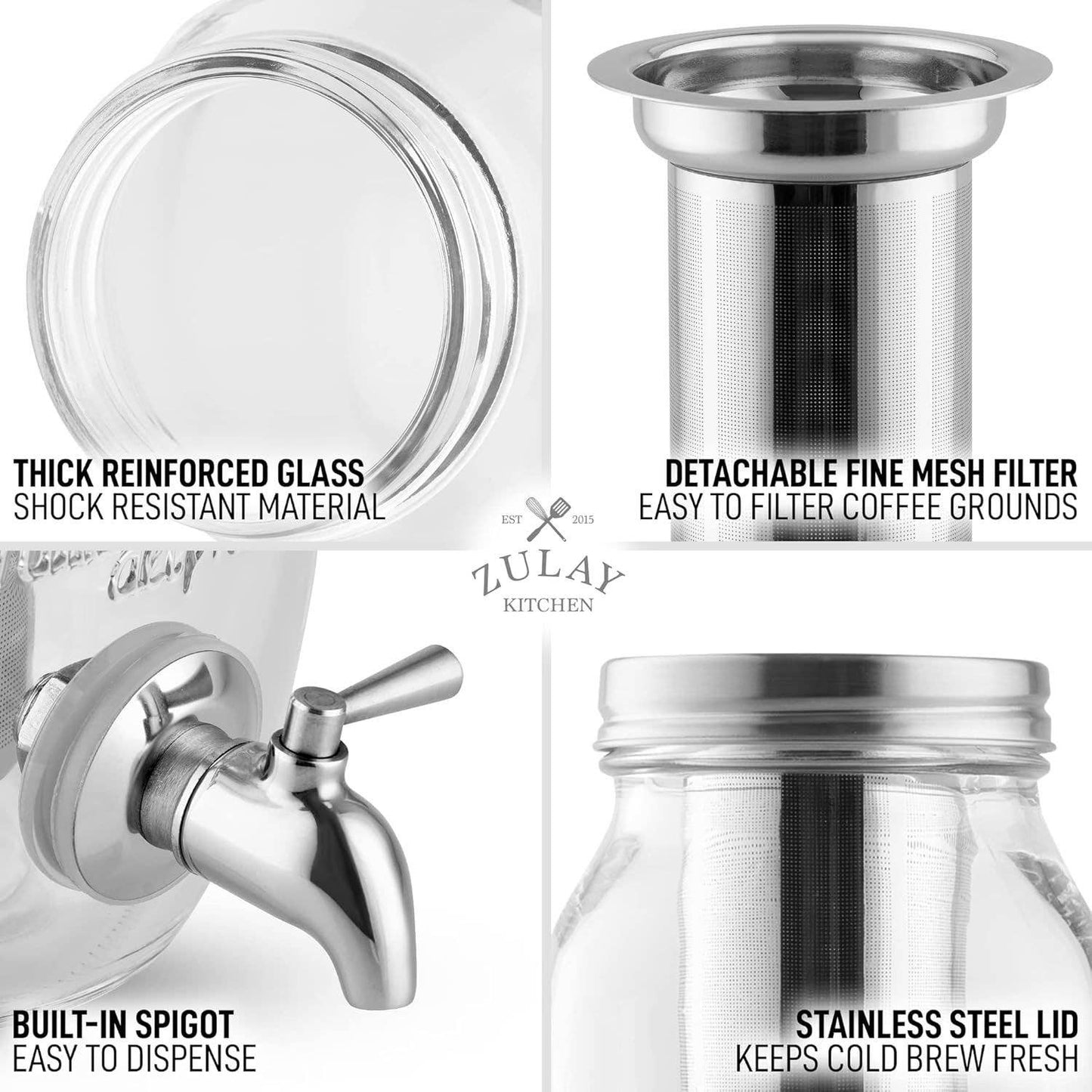 Cold Brew Coffee Maker - 1.5 Liter, Shatter-resistant Glass