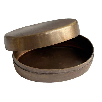 Oval Antiqued Brass Trinket Box ( 3" )